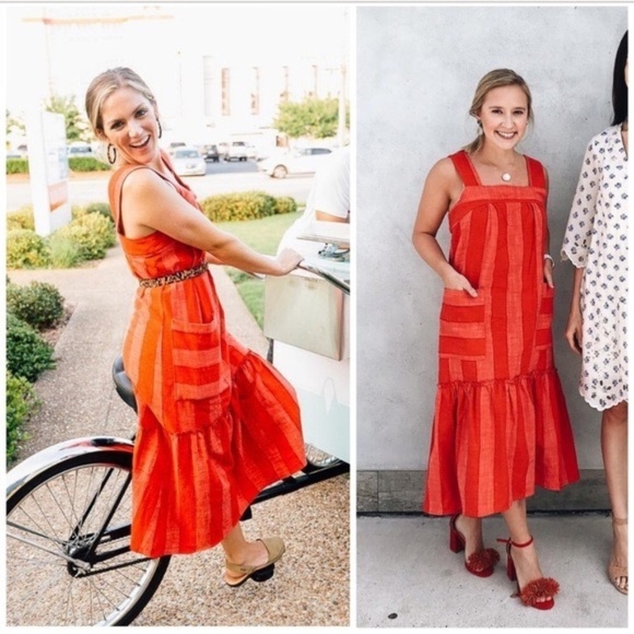 NEW Anthropologie MAEVE Red Tonal Striped Sleeveless Deep Pocket Dress XL NWT - Picture 2 of 9